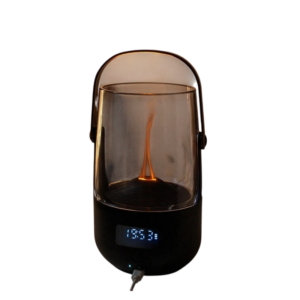 Retro flame essential oil diffuser with vintage flame effect, ultrasonic mist, and portable USB Type‑C design