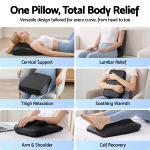 Livemor contoured back massager cushion shown supporting the neck, back, legs, arms and shoulders.