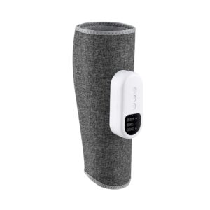 Livemor heated air compression calf leg massager shown from an angle with built-in control panel