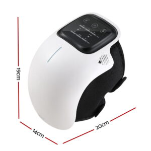 White and black Livemor knee massager with 19 cm, 14 cm and 20 cm dimensions shown.