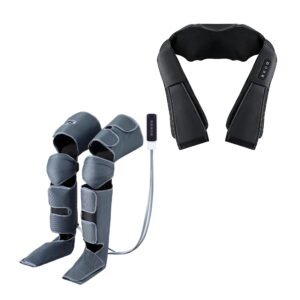 Livemor massage set including leg wraps, neck massager and remote control