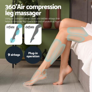 Livemor air-compression leg massager wraps in use