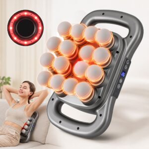 Grey Everfit 16-head massage gun with dual handles and digital controls