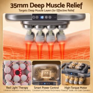 Everfit 16-head massage gun with red-light feature and digital intensity controls