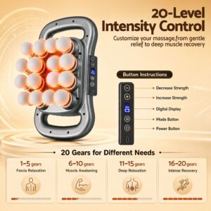 Everfit 16-head massage gun digital display with 20 adjustable intensity levels