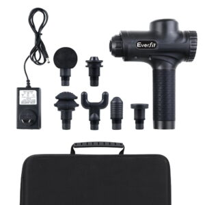 Six interchangeable massage head attachments for the Everfit massage gun