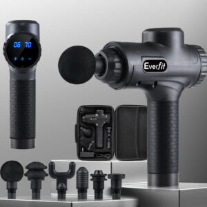 Everfit massage gun package including six massage heads and box