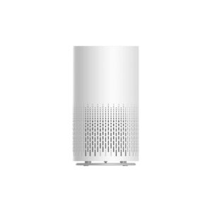 Lenoxx HEPA air purifier with smooth top and perforated lower intake, shown at an angle on a white background.