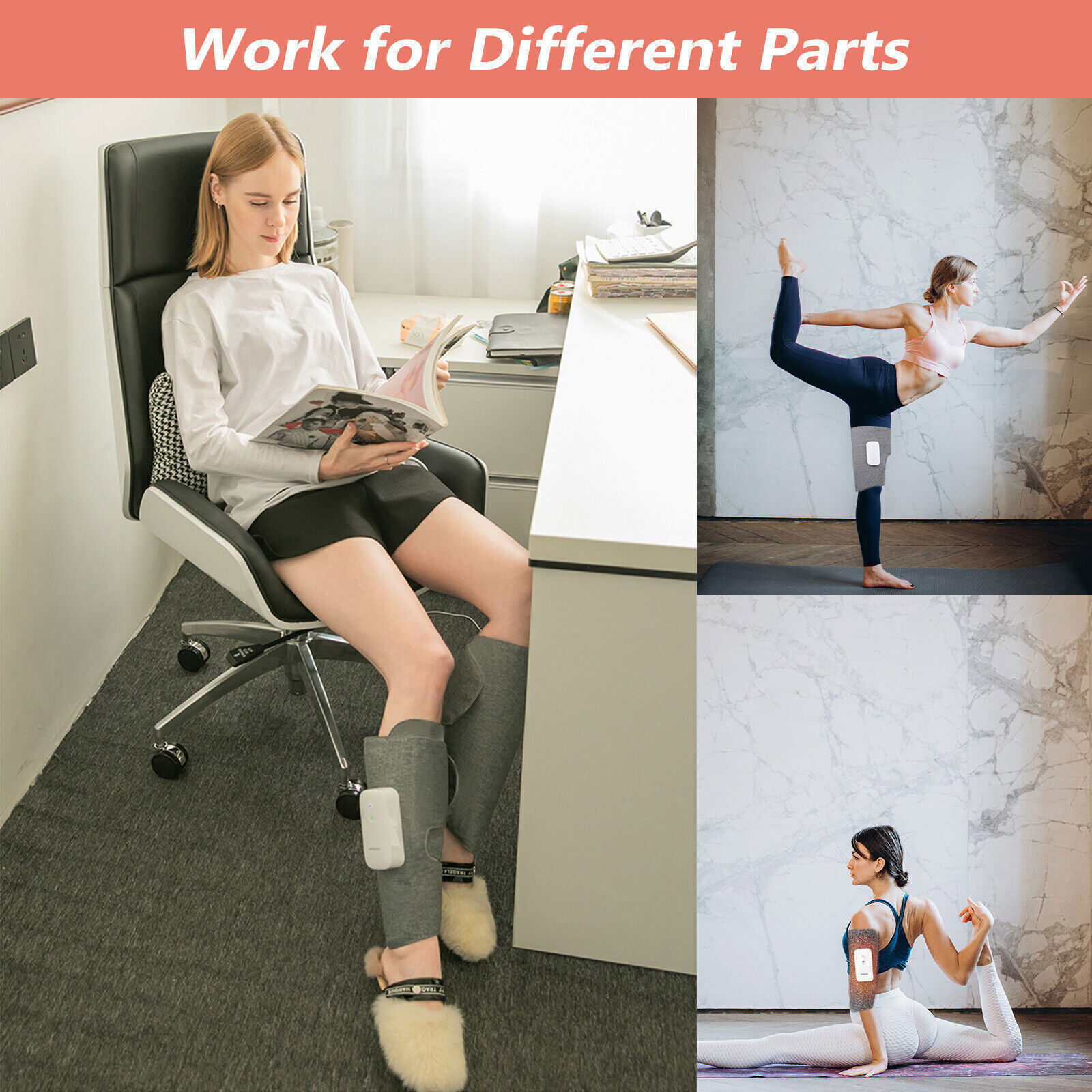 Grey air-compression wrap showing calf, ankle, sole and heel coverage areas