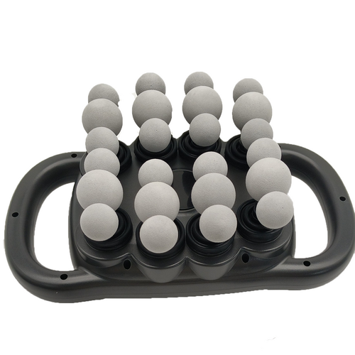 24-head massage gun with black dual handles and flexible grey massage nodes
