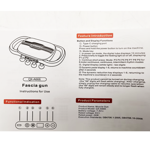 24-head massage gun control layout and product specifications