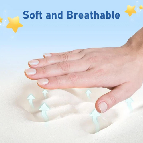 Close-up of the compact memory foam pillow cover showing soft and breathable fabric