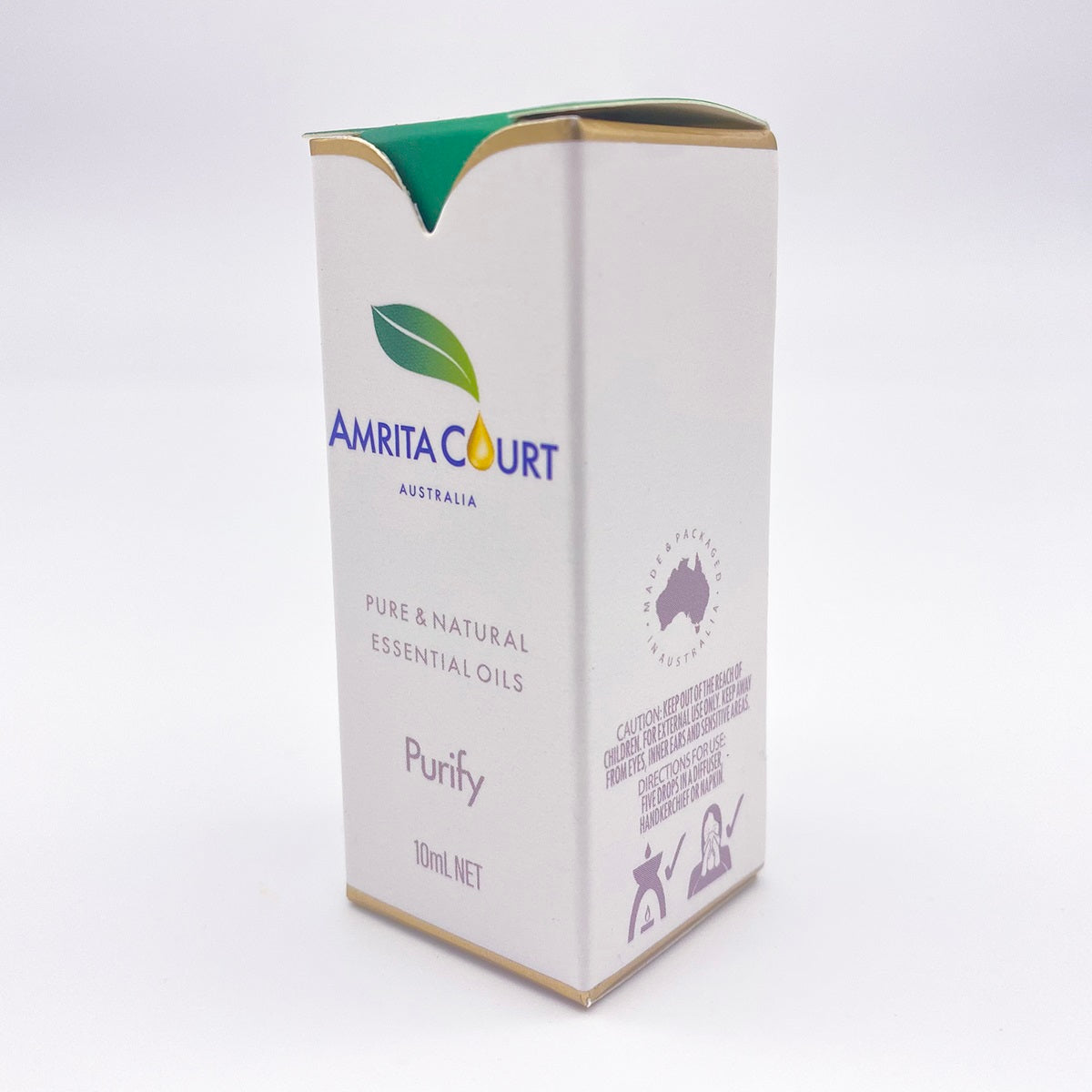 Amrita Court Purify 10mL essential oils blend carton made and packaged in Australia
