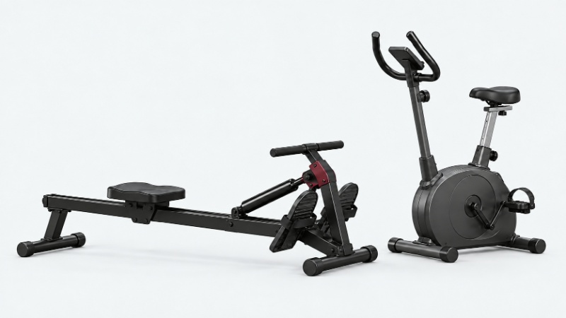 Exercise rower and upright bike for cardio equipment
