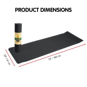 Black Powertrain 6mm non-slip TPE yoga mat with carry strap