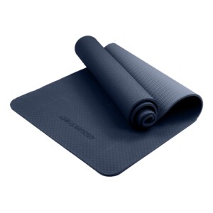 Dark Blue Powertrain 6mm non-slip TPE yoga mat with carry strap