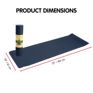 Dark Blue Powertrain 6mm non-slip TPE yoga mat with carry strap