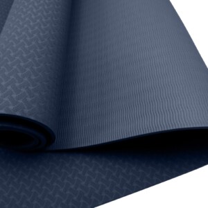 Dark Blue Powertrain 6mm non-slip TPE yoga mat with carry strap