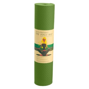Green Powertrain 6mm non-slip TPE yoga mat with carry strap