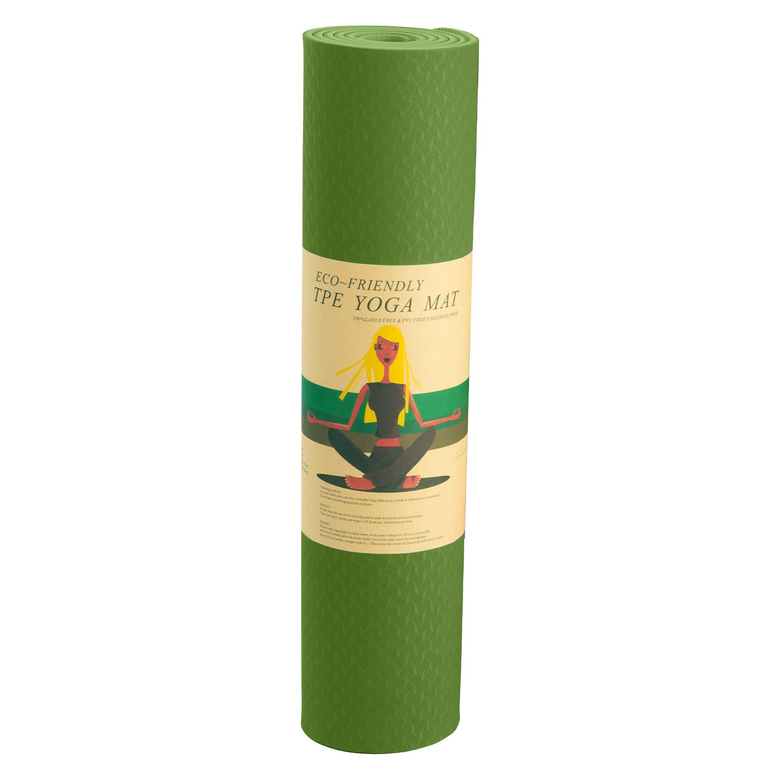 Green Powertrain 6mm non-slip TPE yoga mat with carry strap