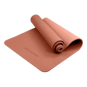 Pink Powertrain 6mm non-slip TPE yoga mat with carry strap
