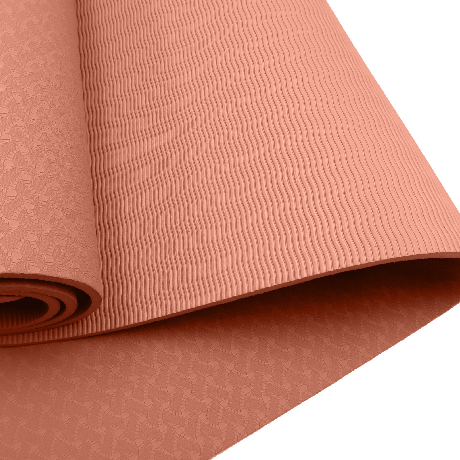 Pink Powertrain 6mm non-slip TPE yoga mat with carry strap