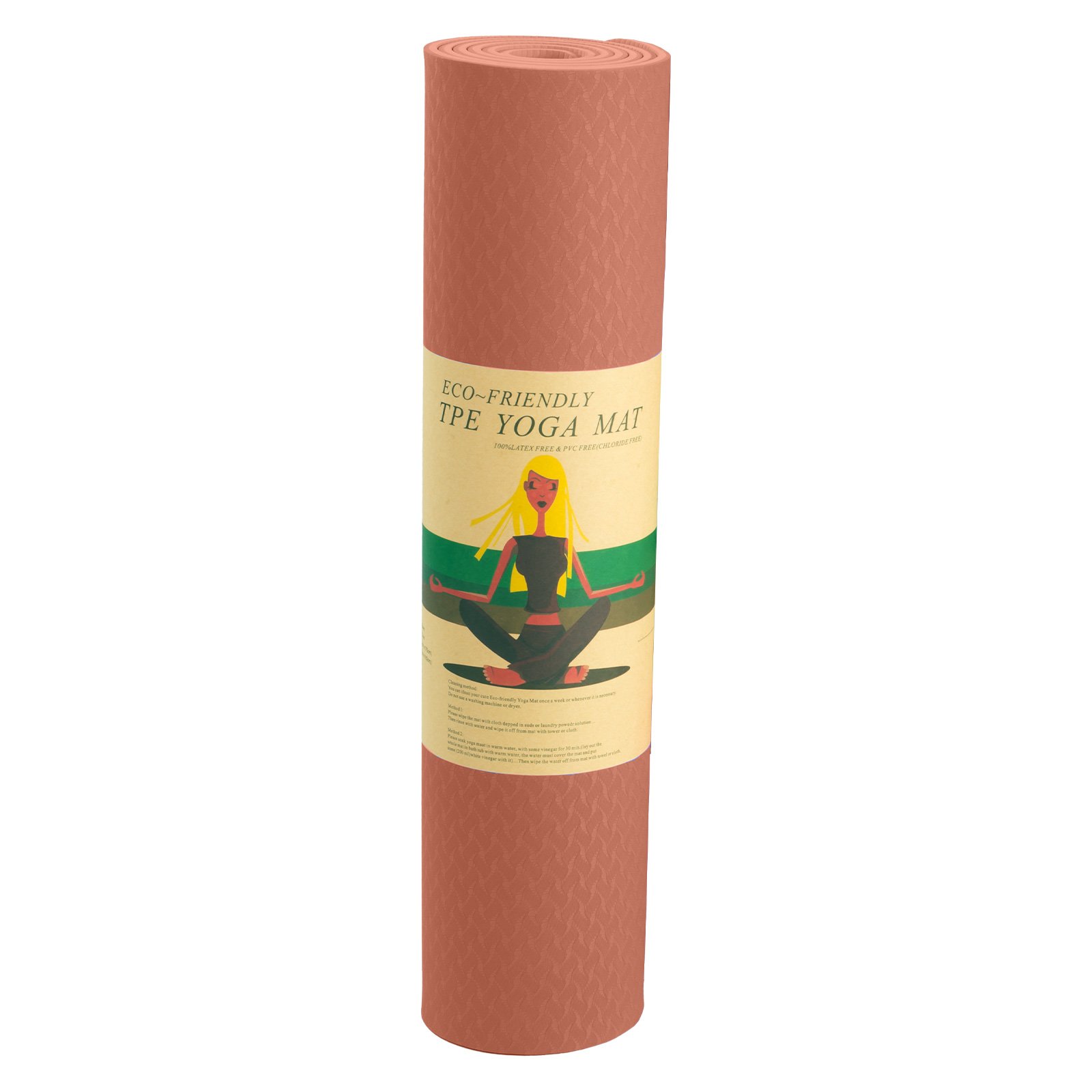 Pink Powertrain 6mm non-slip TPE yoga mat with carry strap