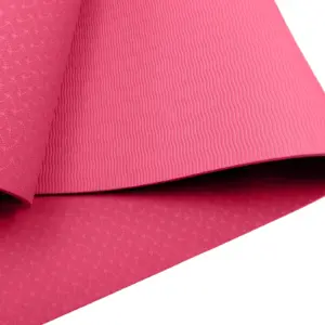 Rose Pink Powertrain 6mm non-slip TPE yoga mat with carry strap