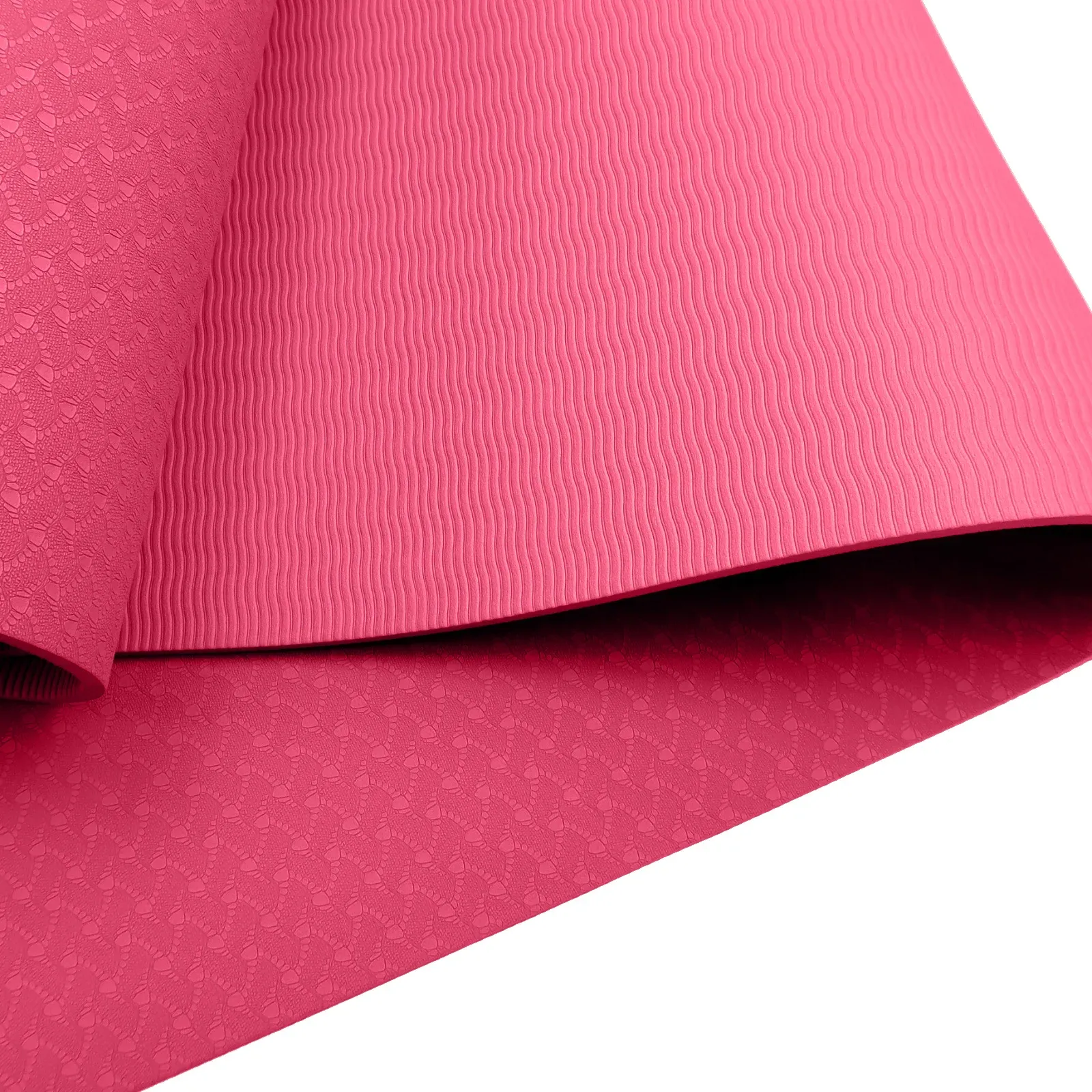 Rose Pink Powertrain 6mm non-slip TPE yoga mat with carry strap